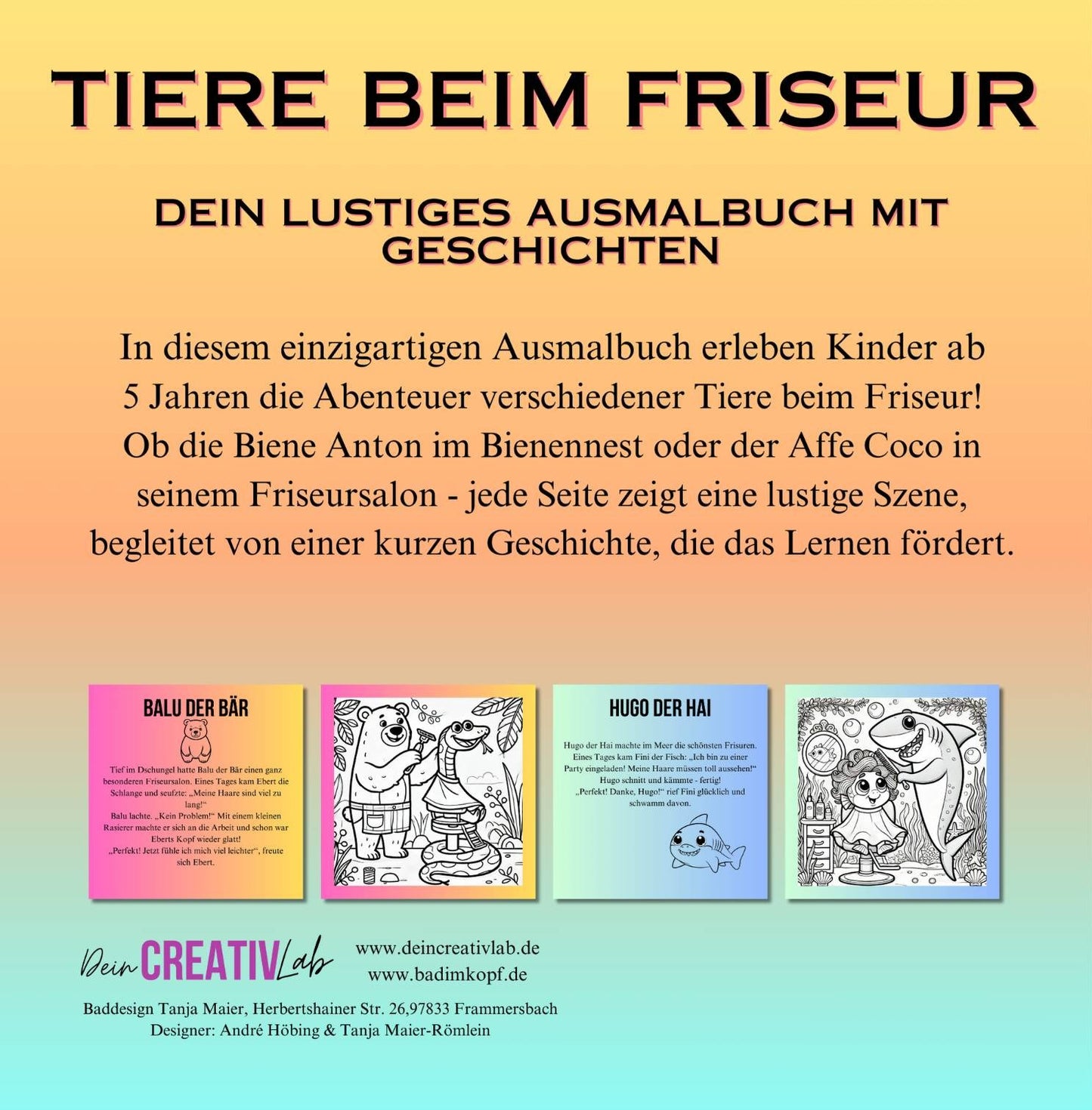Ausmalbuch "Tiere beim Friseur"