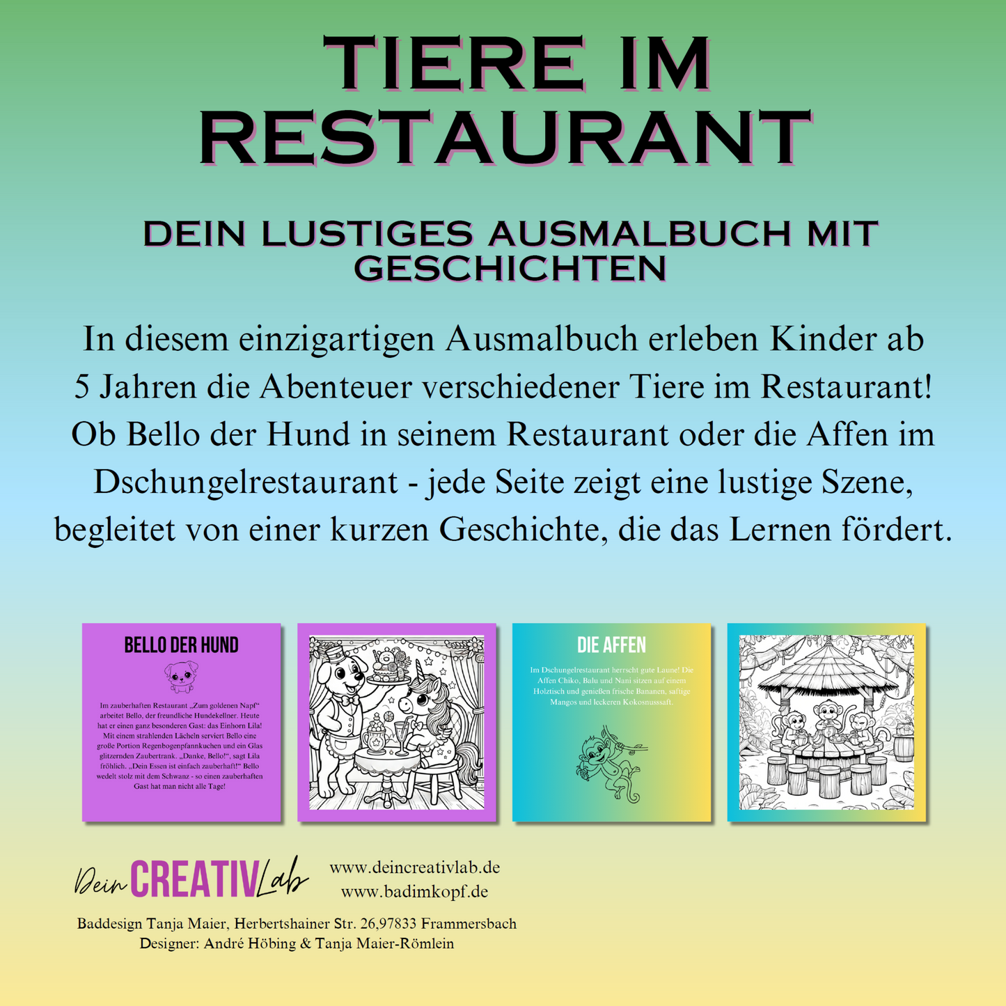 Ausmalbuch "Tiere im Restaurant"